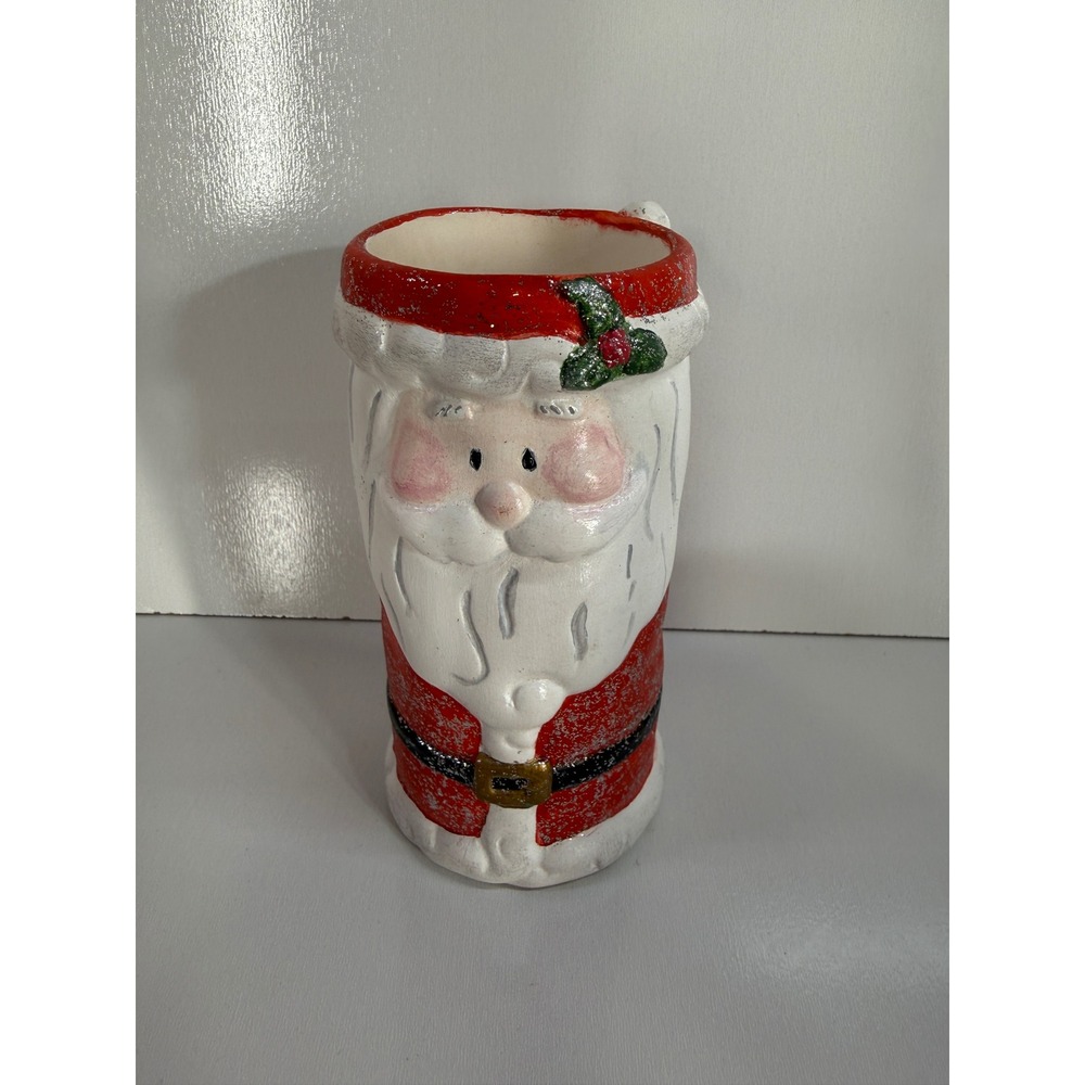 Vintage Christmas Crafts 2008 Santa Claus Ceramic Planter Vase Holiday Decor